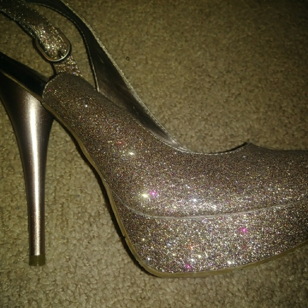 Rose gold glitter heels